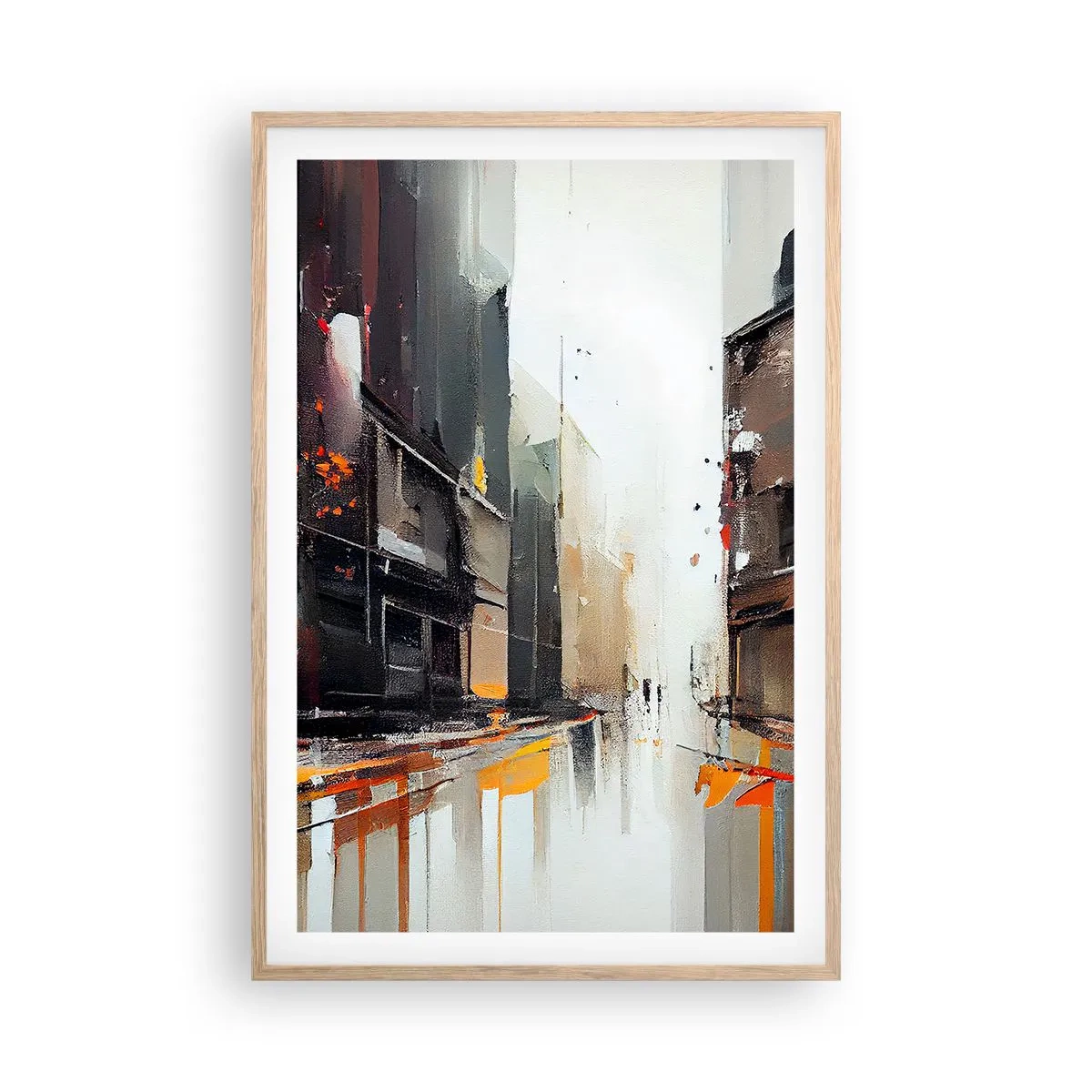 Plakát v rámu světlý dub - Deštivý den - 61x91 cm