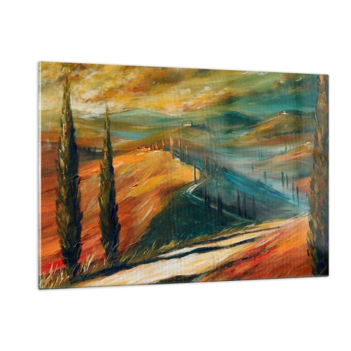 Obraz na skle - Toskánská krajina - 120x80 cm