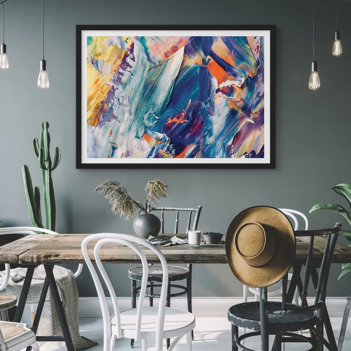 Plakát v černém rámu - Chaos barev - 91x61 cm