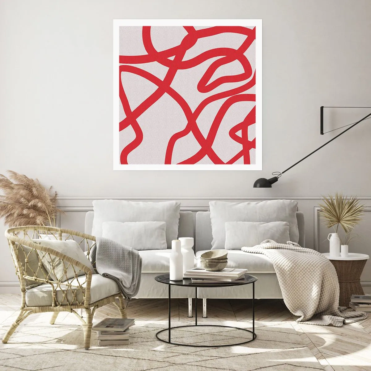 Plakát - Červené na bílém - 60x60 cm