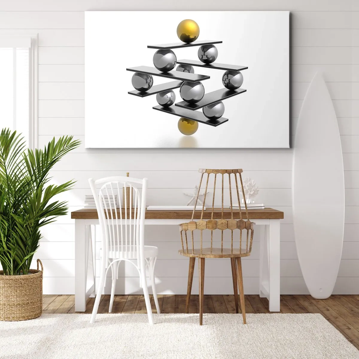 Obraz na plátně - Zlato-stříbrná rovnováha - 120x80 cm