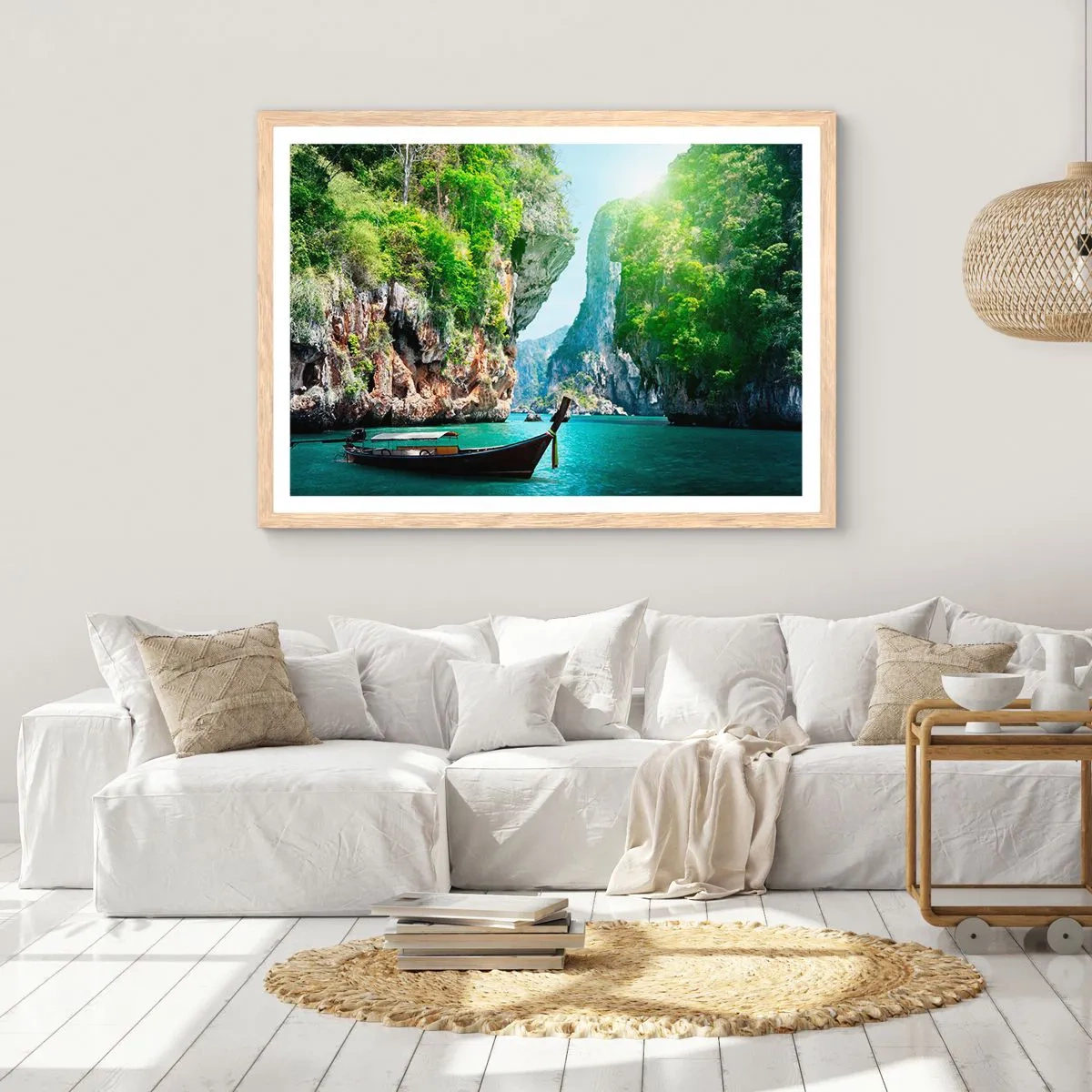 Plakát v rámu světlý dub - Pozvánka na exotickou cestu - 91x61 cm
