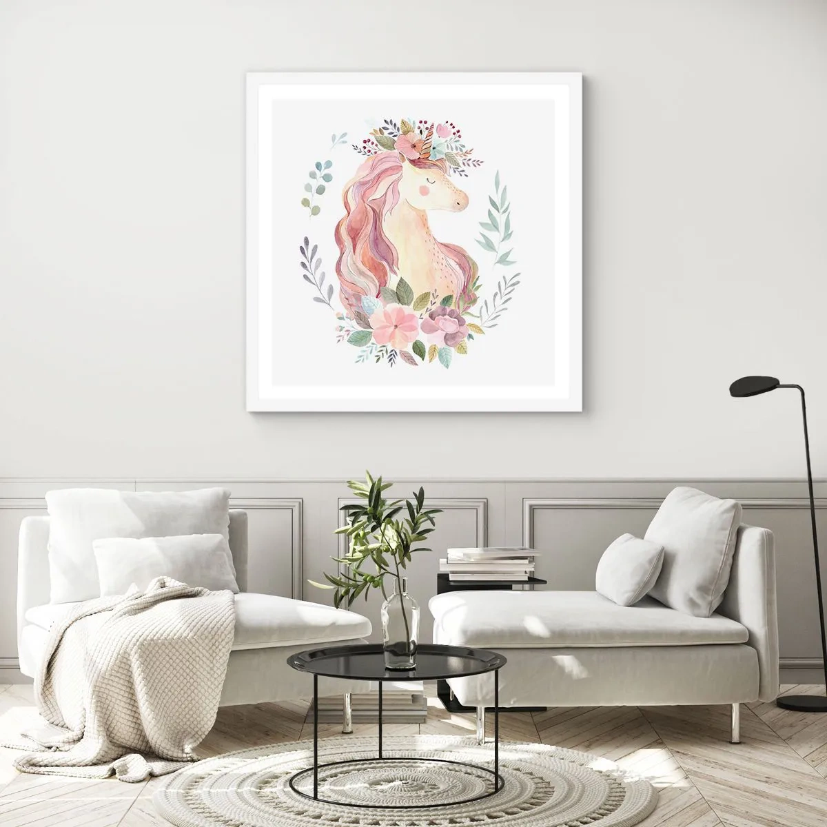 Plakát v bílém rámu - Pozvánka do říše pohádek - 30x30 cm