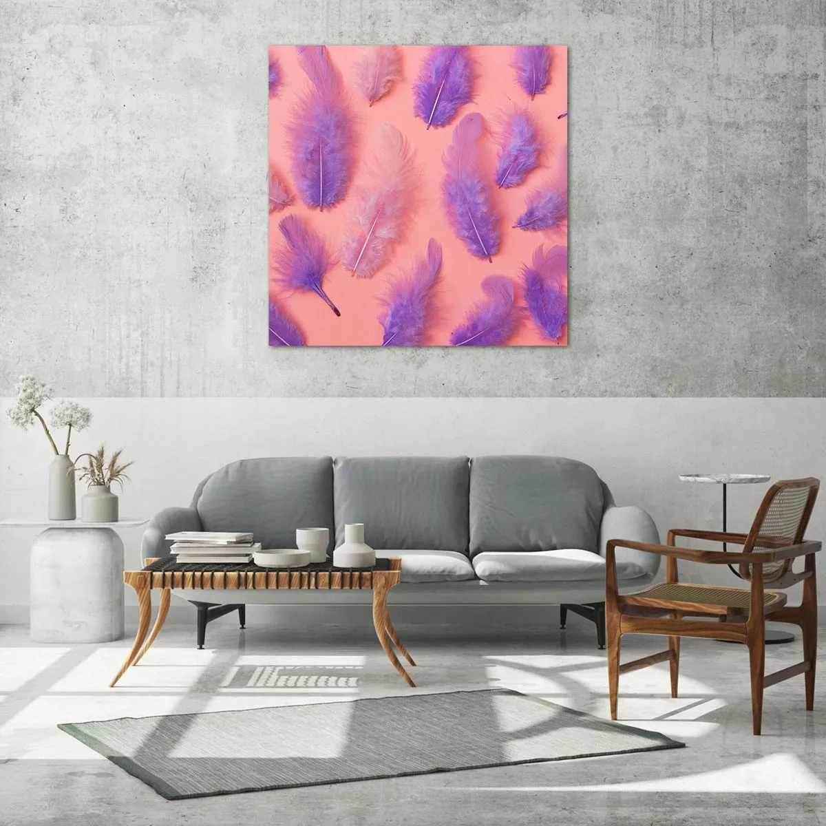 Obraz na skle - Liliový pták touhy - 60x60 cm