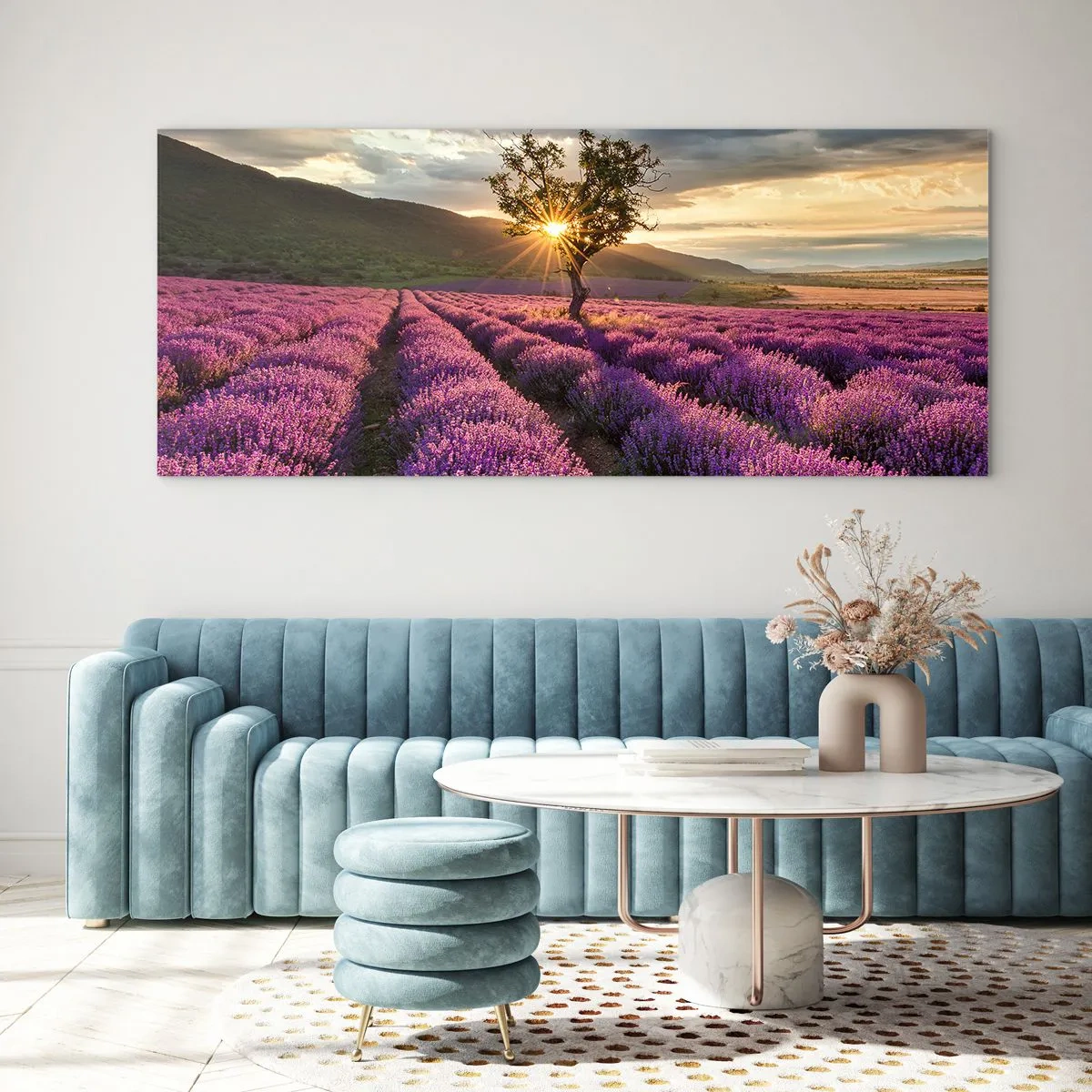 Obraz na skle - Aroma v barvě lila - 100x40 cm