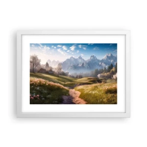 Plakát v bílém rámu - Idylické údolí - 40x30 cm