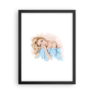 Plakát v černém rámu - Zasněná v modré - 30x40 cm