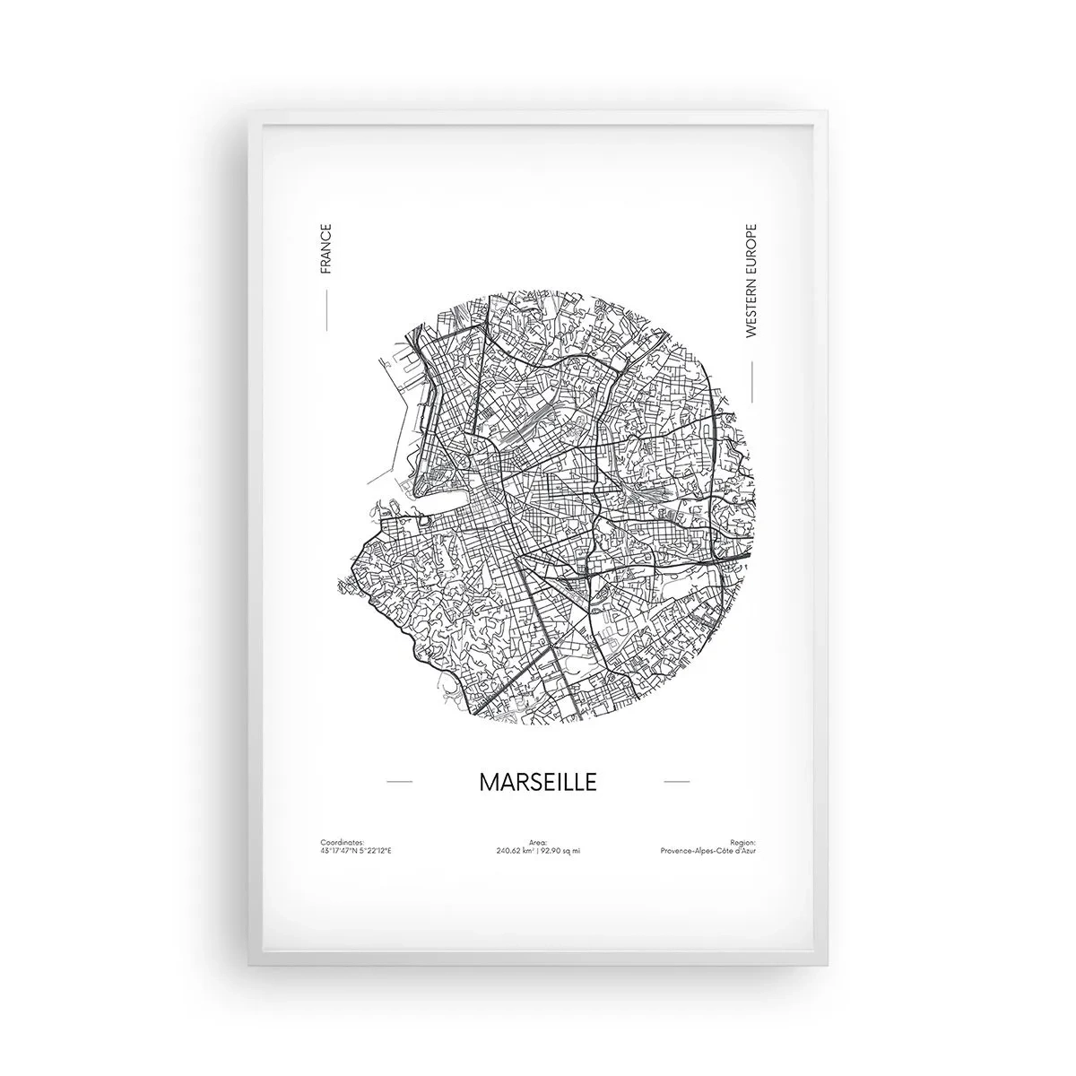 Plakát v bílém rámu - Anatomie Marseille - 61x91 cm