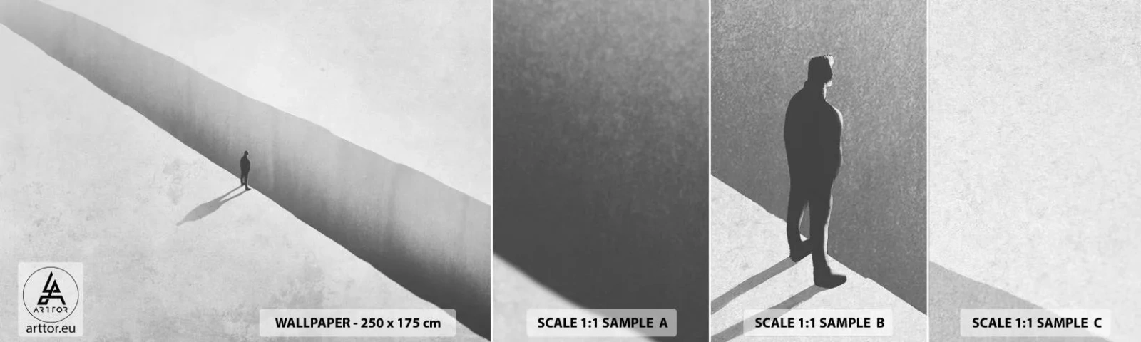 Vzor Fototapety Samolepicí Deluxe Sticker - Jasný cíl - Propast, Minimalismus, Muž - 100x30 cm