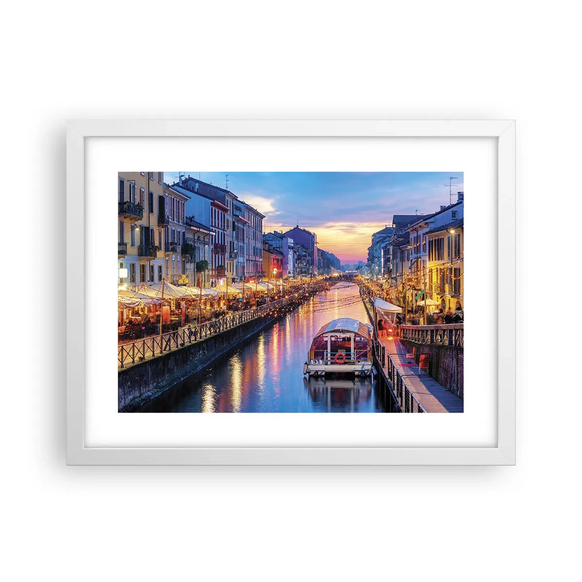 Plakát v bílém rámu - Večer plný světla a zábavy - 40x30 cm