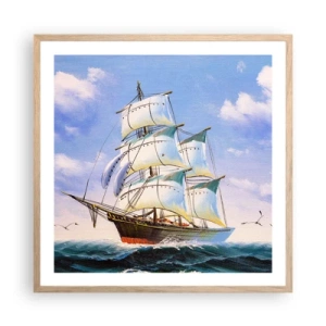 Plakát v rámu světlý dub - Hrdě s větrem - 60x60 cm