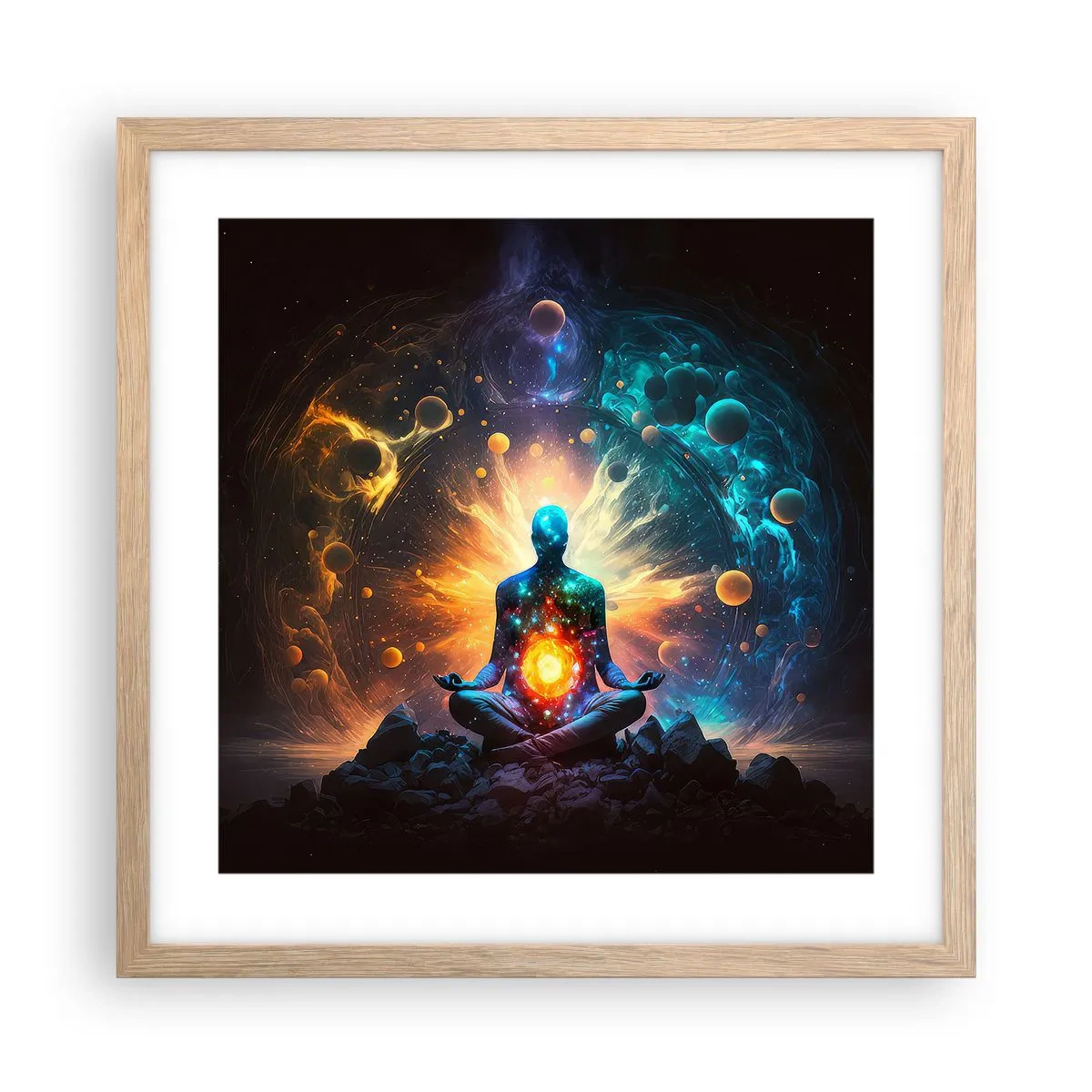 Plakát v rámu světlý dub - Vesmírný klid - 40x40 cm