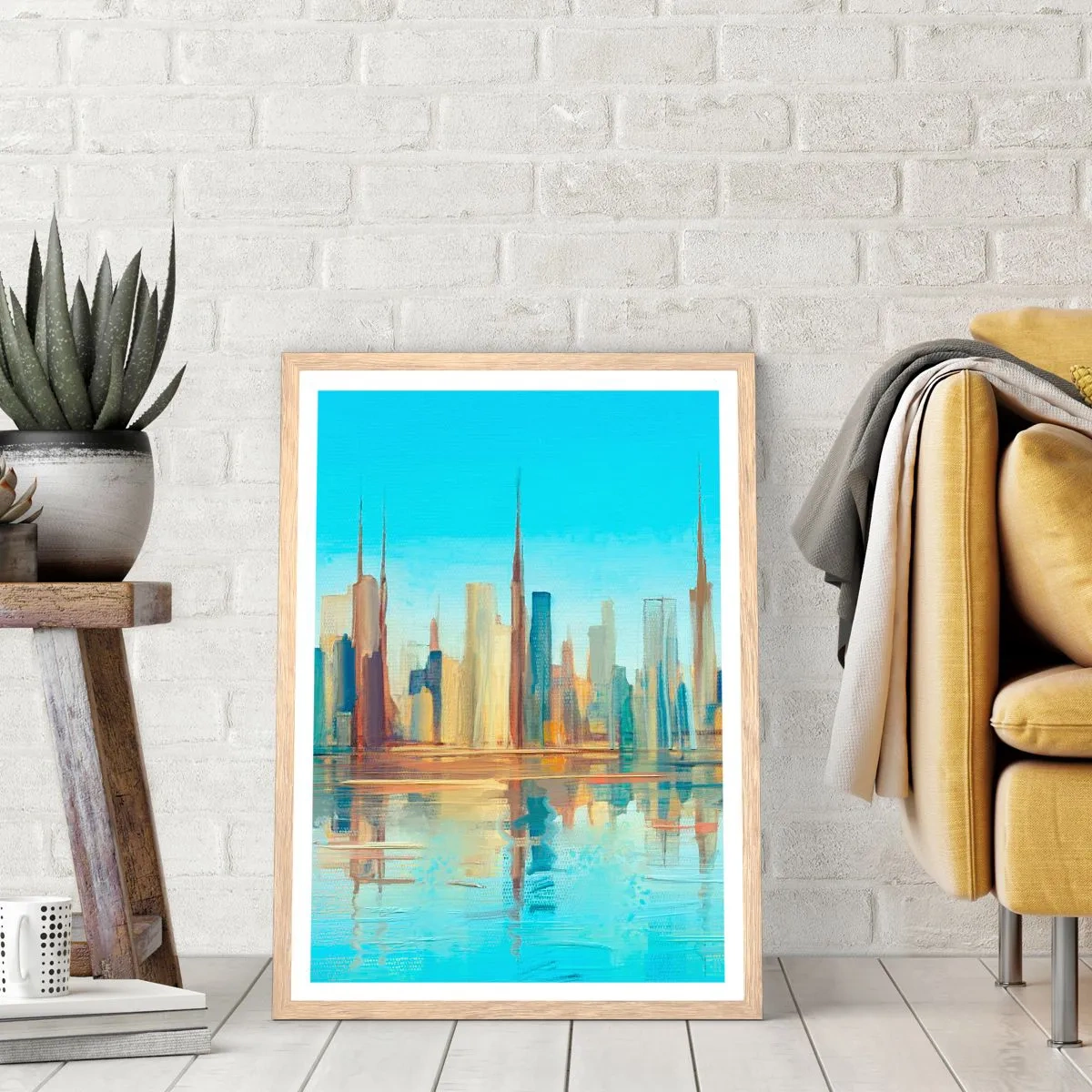 Plakát v rámu světlý dub - Prosluněná metropole - 70x100 cm