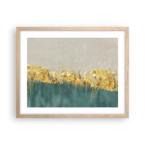 Plakát v rámu světlý dub - Zlatá hranice - 50x40 cm