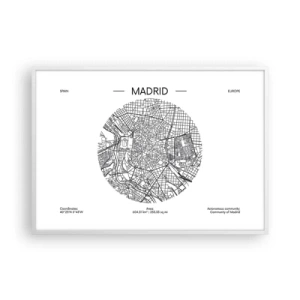 Plakát v bílém rámu - Anatomie Madridu - 100x70 cm