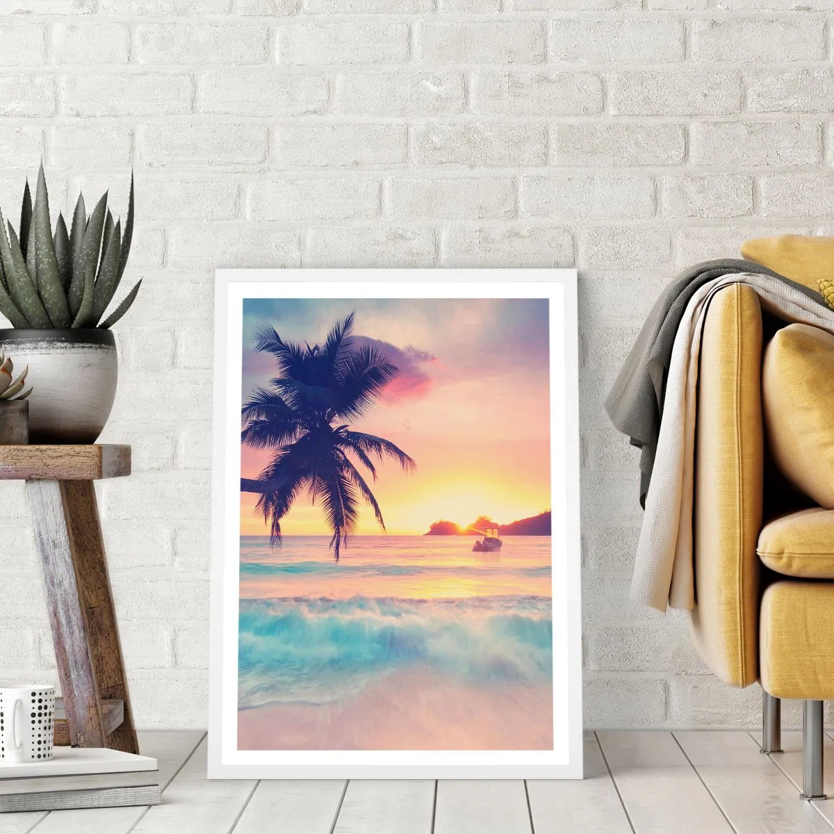 Plakát v bílém rámu - Večer v zátoce - 50x70 cm