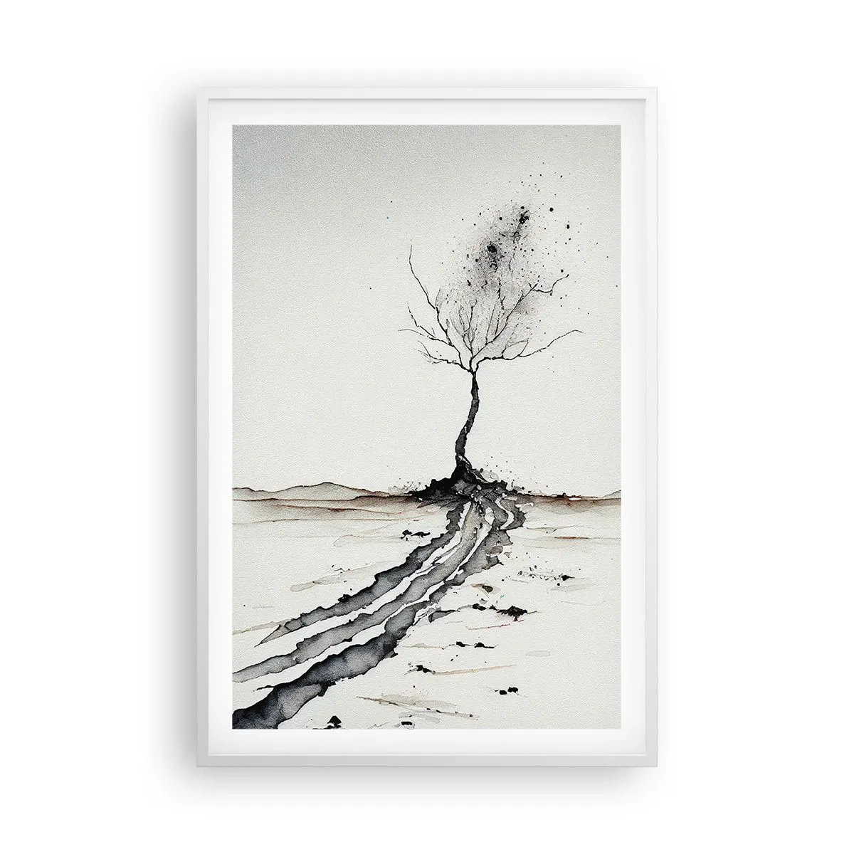 Plakát v bílém rámu - Zimní melancholie - 61x91 cm