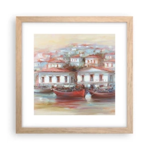 Plakát v rámu světlý dub - Šťastné městečko - 30x30 cm