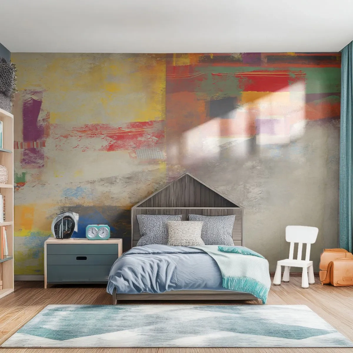 Fototapeta Premium Canvas - Geometrie barev - Abstrakce, Kus, Malování - 250x175 cm