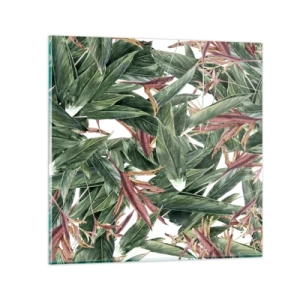 Obraz na skle - Smaragdově-liliové houští - 40x40 cm