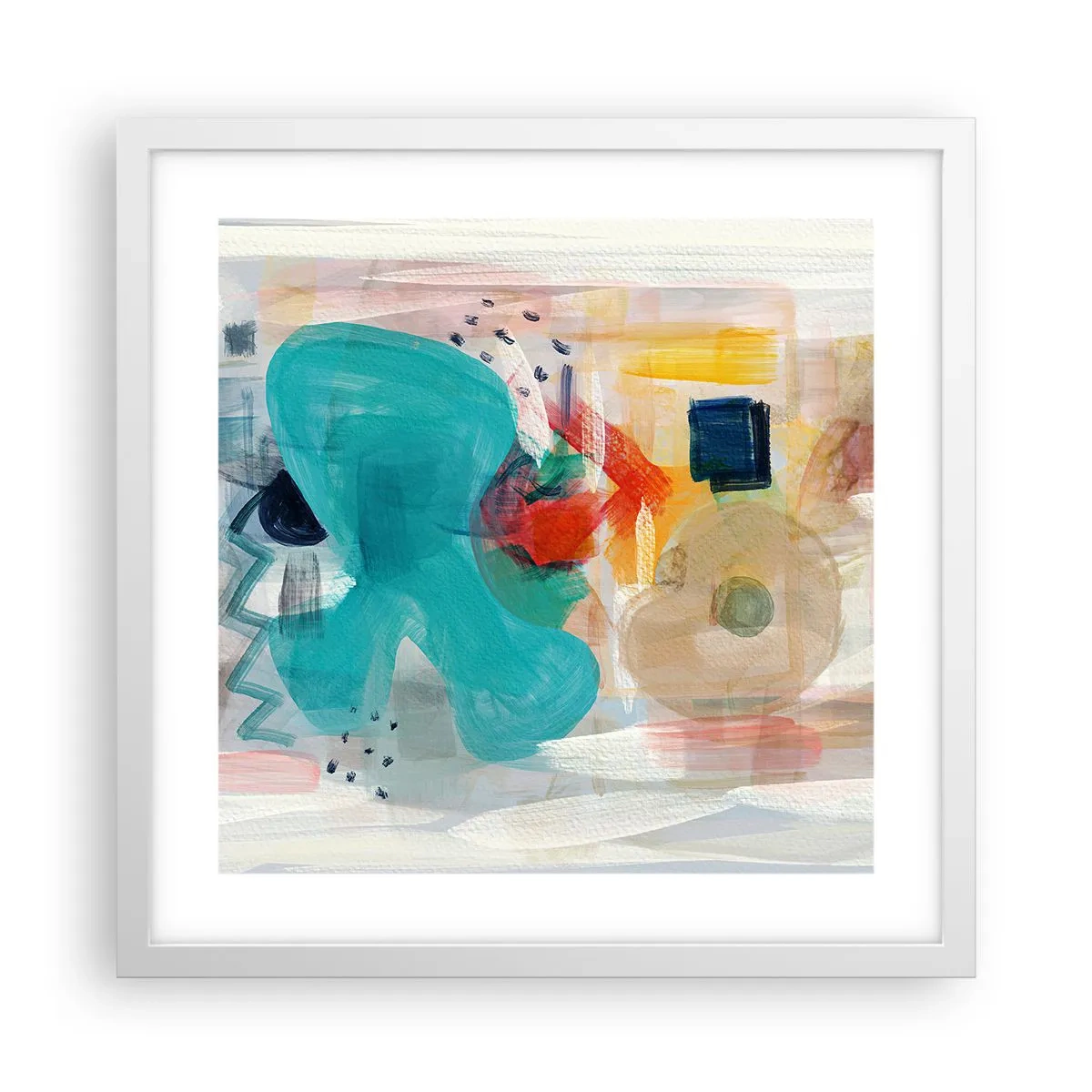 Plakát v bílém rámu - Barevná hra - 40x40 cm