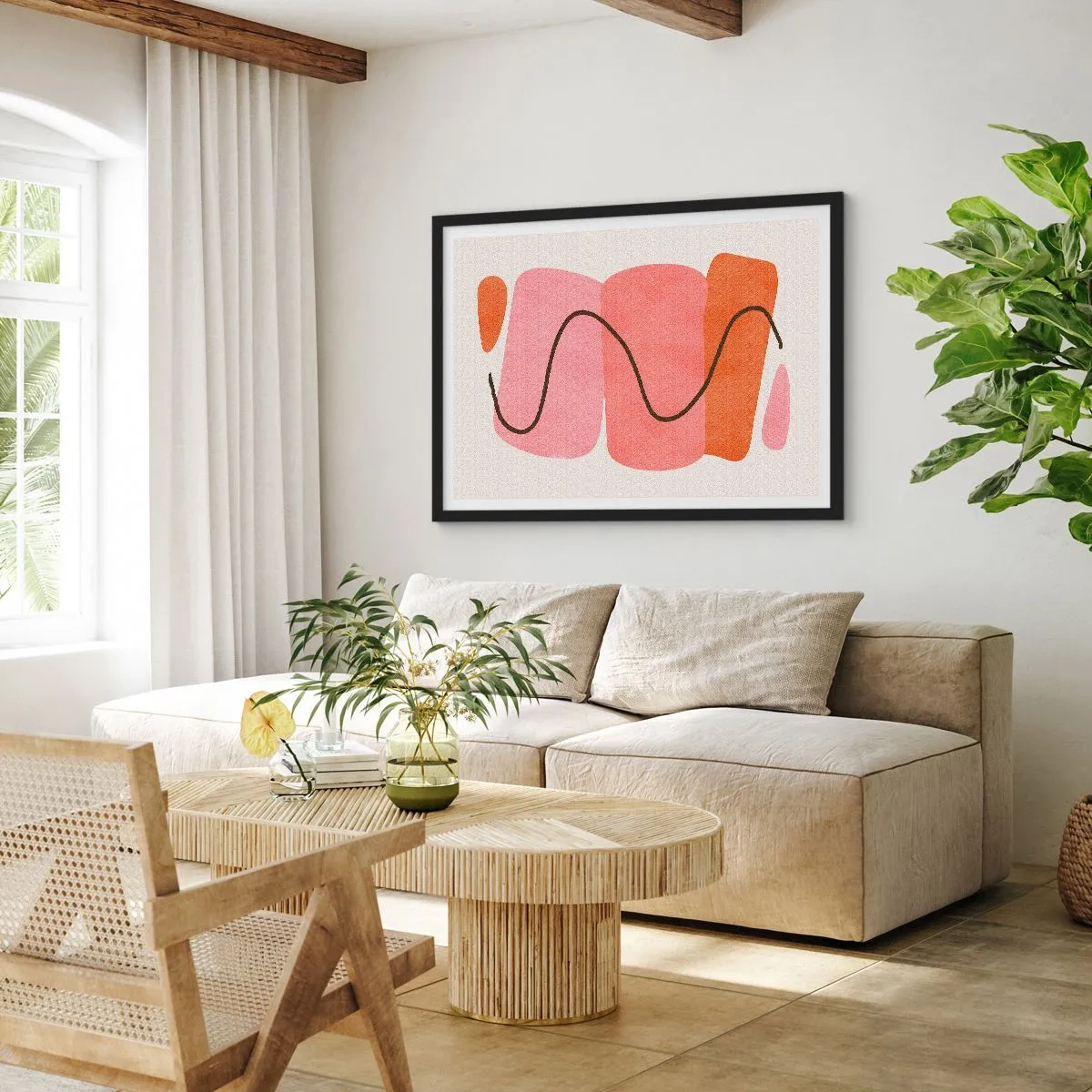 Plakát v černém rámu - Jemný pohyb forem - 70x50 cm