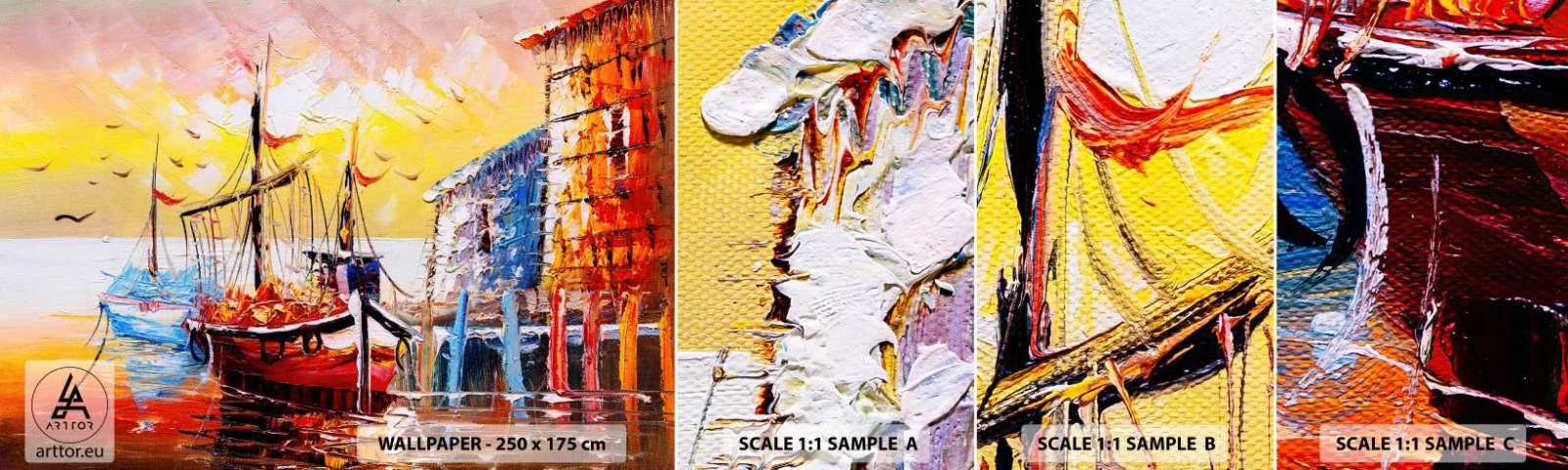 Fototapeta Vzorek Standard Eco - Šťastný návrat - Krajina, Rybářský přístav, Lodě - 100x30 cm