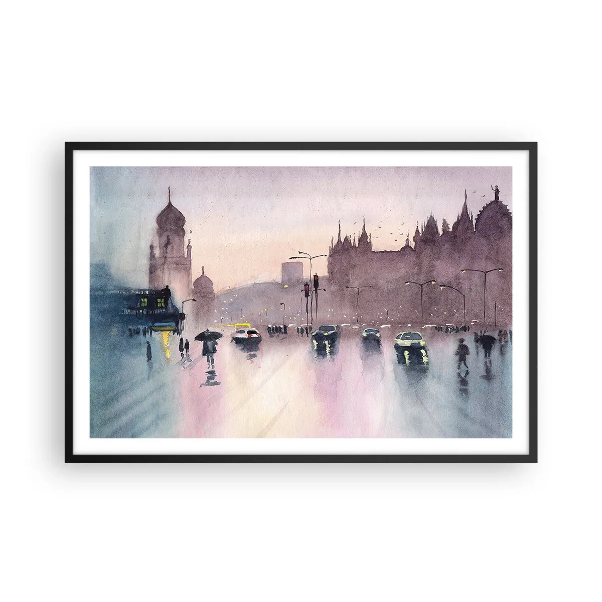 Plakát v černém rámu - V deštivém oparu - 91x61 cm