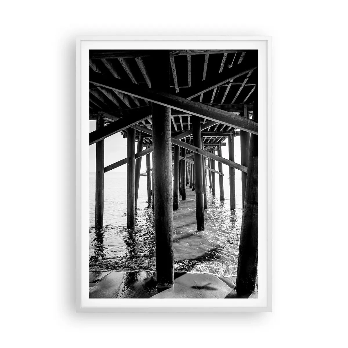 Plakát v bílém rámu - Úkryt na pláži - 70x100 cm