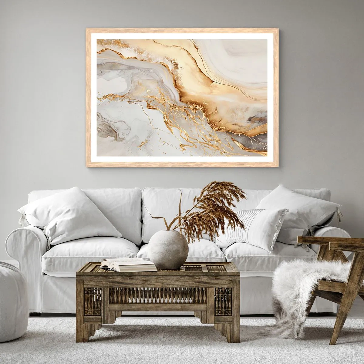 Plakát v rámu světlý dub - Abstrakce: krása a dobro - 70x50 cm