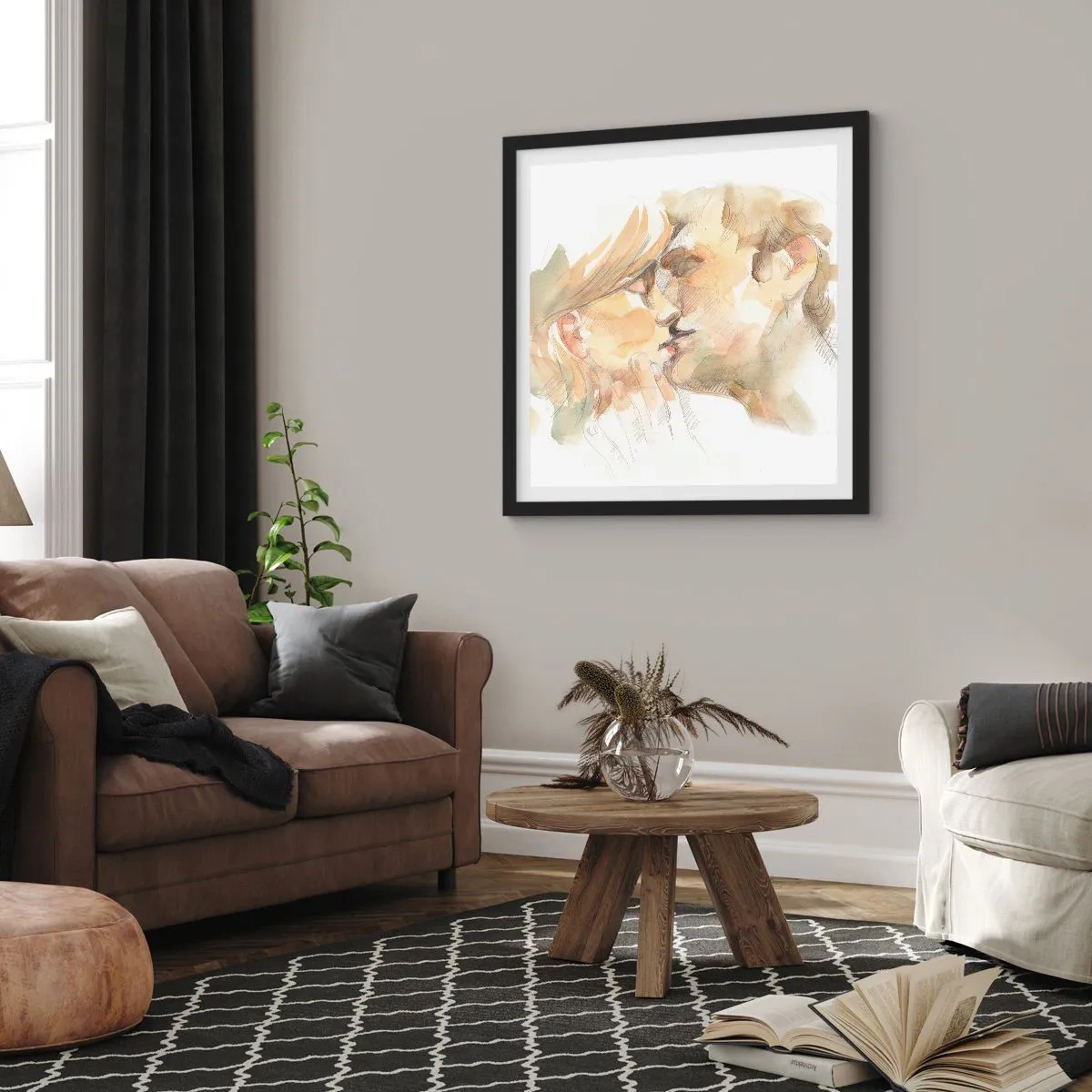 Plakát v černém rámu - Nalezena polovina? - 40x40 cm