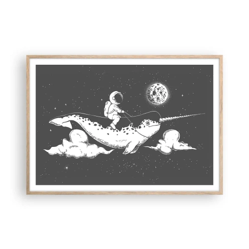 Plakát v rámu světlý dub - Vesmírný jezdec - 100x70 cm