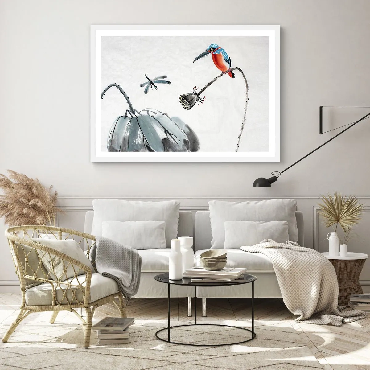 Plakát v bílém rámu - Život louky - 70x50 cm