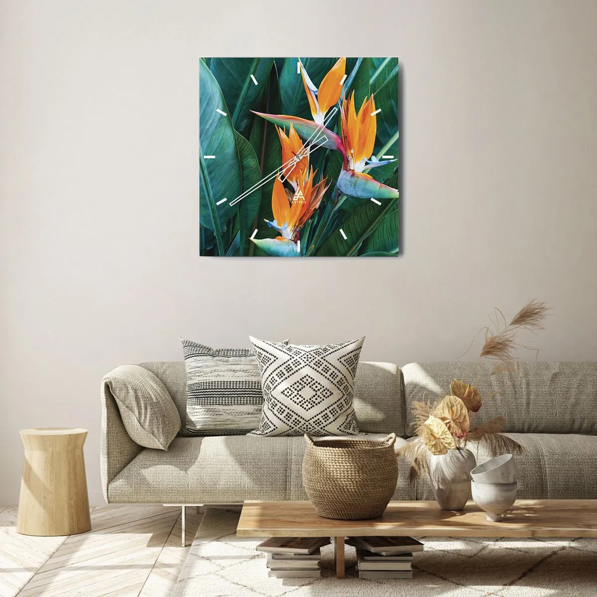 Nástěnné hodiny - Je to květina, nebo pták? - 40x40 cm