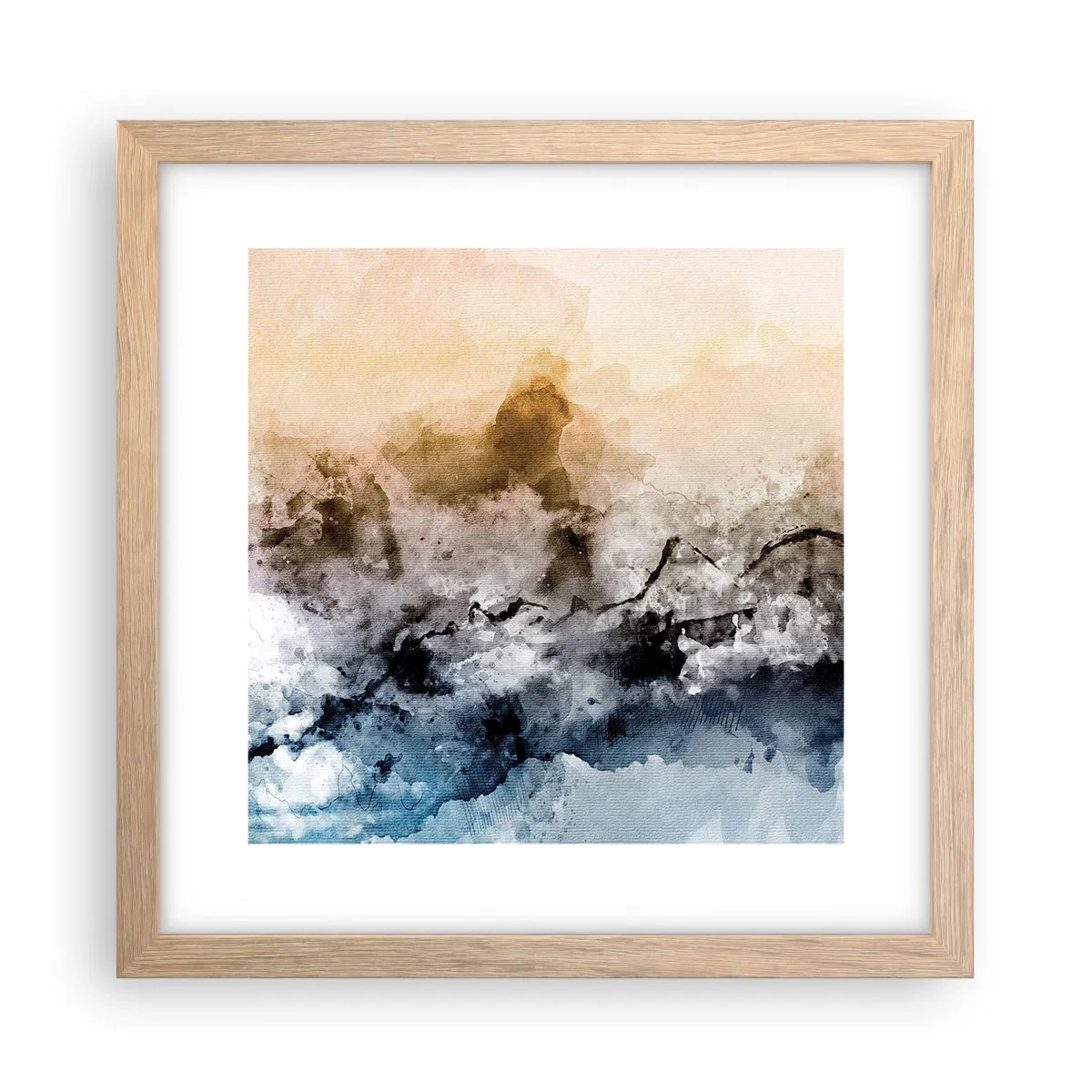 Plakát v rámu světlý dub - Ponořené do mračna mlhy - 30x30 cm
