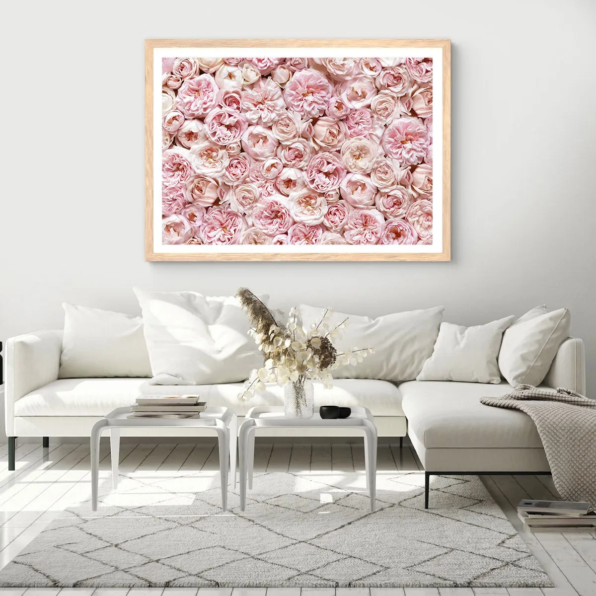 Plakát v rámu světlý dub - Vydlážděná růžemi - 40x30 cm
