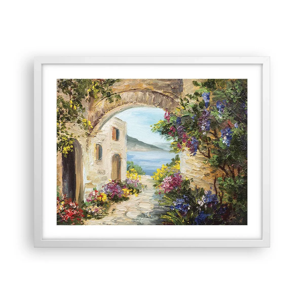 Plakát v bílém rámu - Půvab pobřežní krajiny - 50x40 cm