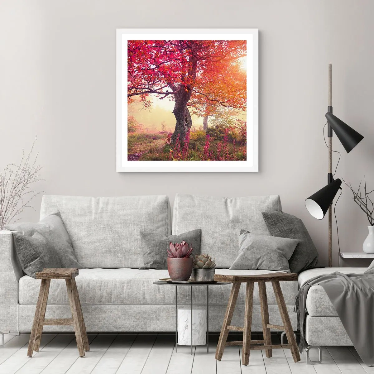 Plakát v bílém rámu - Šílenství rozkvětu - 40x40 cm