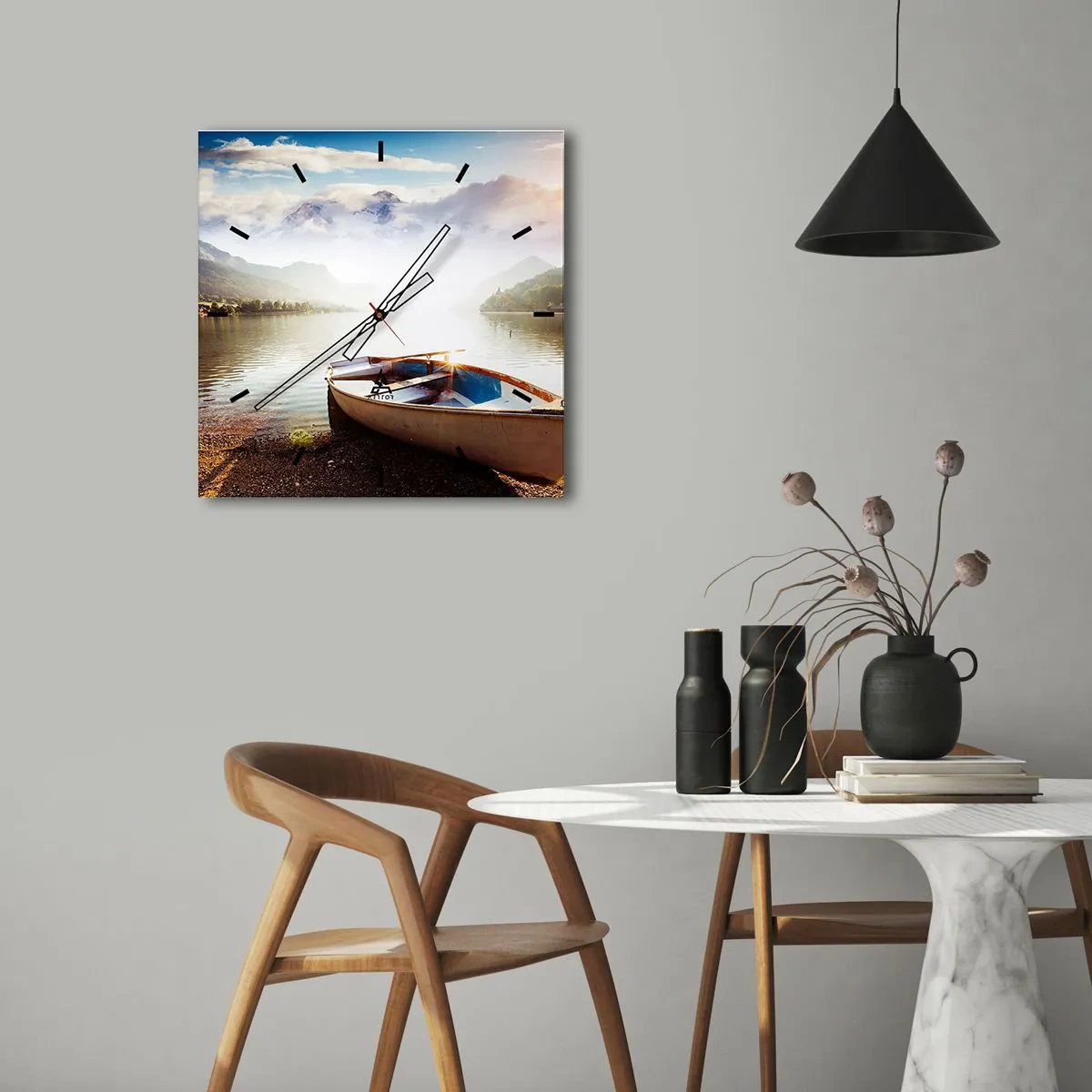 Nástěnné hodiny - U velké a čisté vody - 40x40 cm