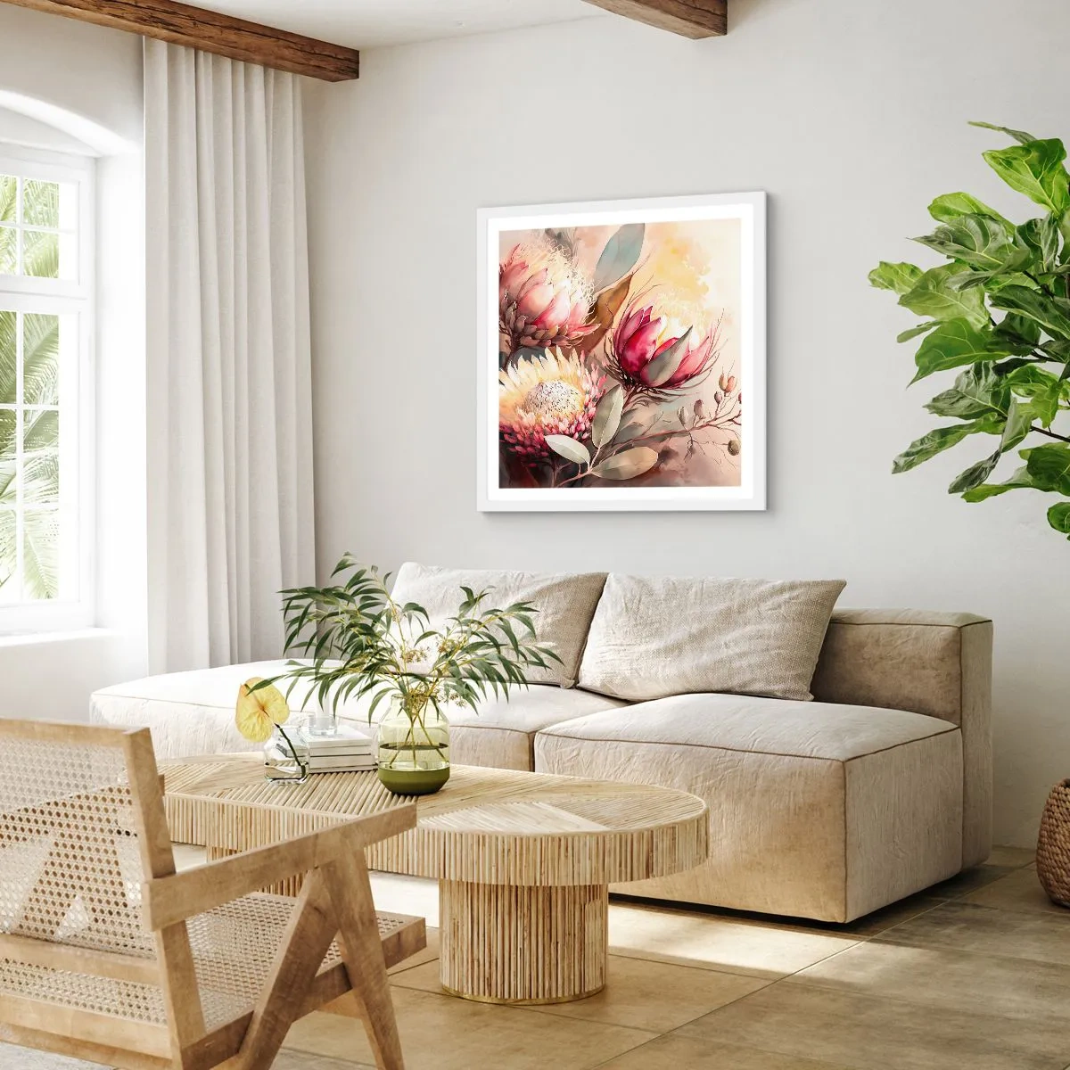Plakát v bílém rámu - Z profilu a en face - 60x60 cm