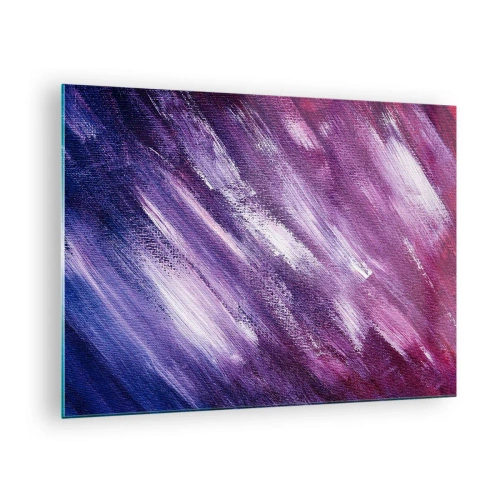 Obraz na skle - Abstraktní malba v odstínech fialové a bílé - 70x50cm - Když fouká sluneční vítr - Moderní nástěnná dekorace do obývacího pokoje a ložnice ARTTOR