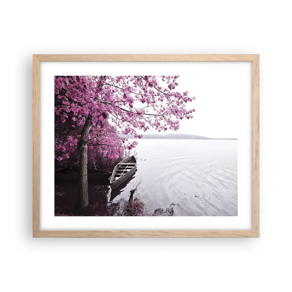 Plakát v rámu světlý dub - V růžovém tichu - 50x40 cm
