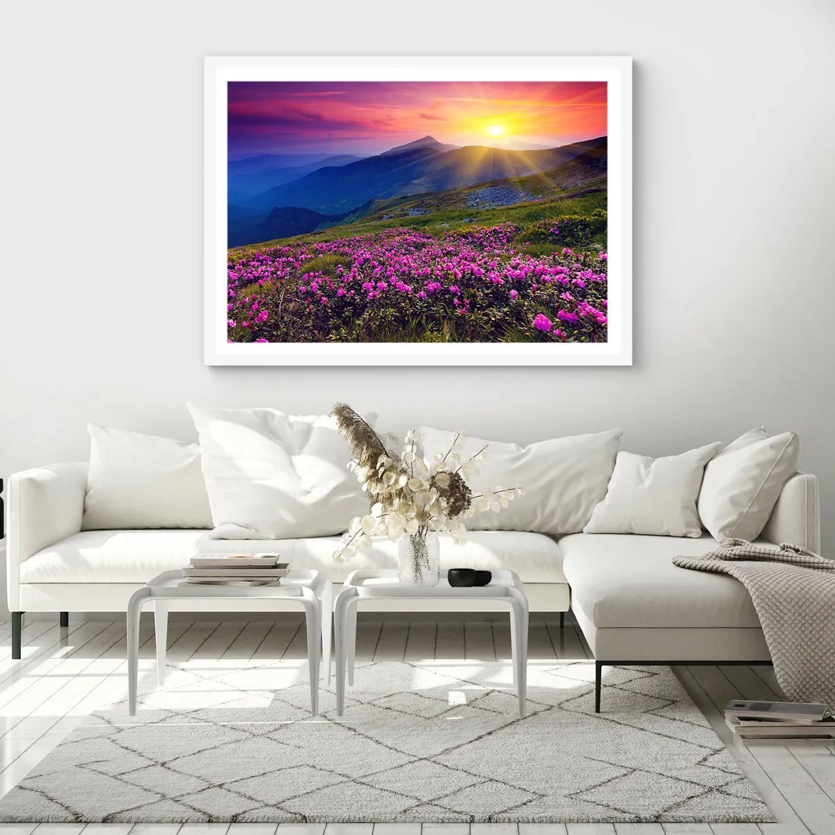 Plakát v bílém rámu - …A kolem voní kosodřevina a voní byliny - 50x40 cm