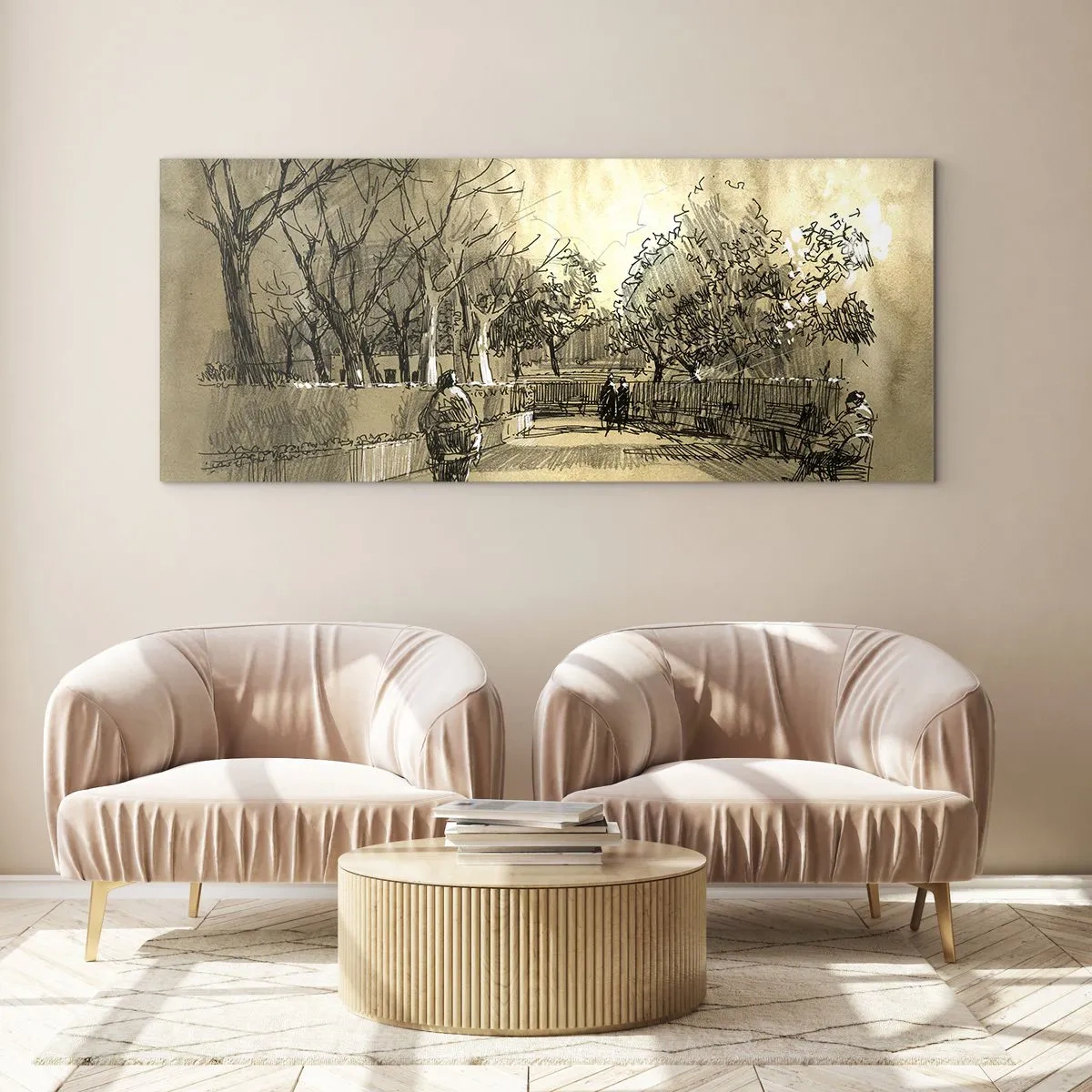 Obraz na skle - Pírkem zastavený okamžik - 140x50 cm