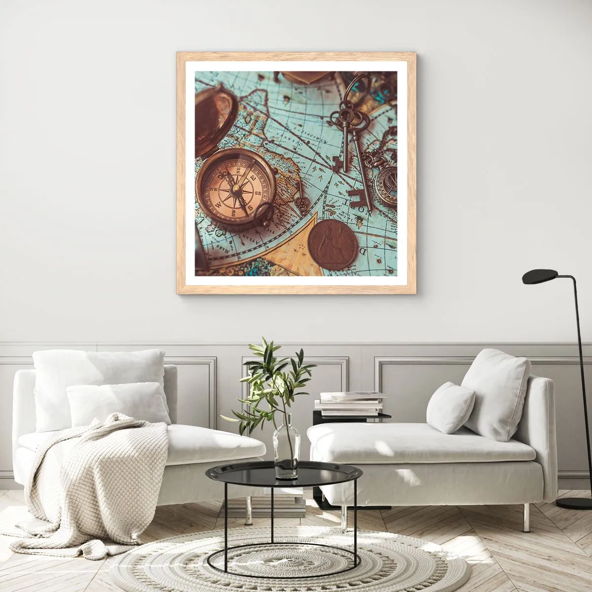 Plakát v rámu světlý dub - Pro dobrodruha - 40x40 cm