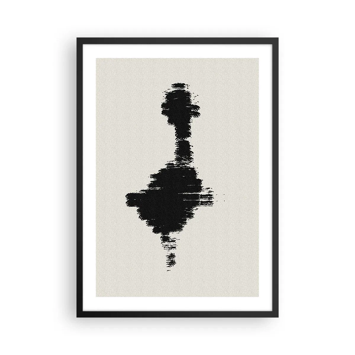 Plakát v černém rámu - Minimalistická abstrakce v černé a bílé - 50x70cm - Vibrace představivosti - Moderní nástěnná dekorace do obývacího pokoje a ložnice ARTTOR