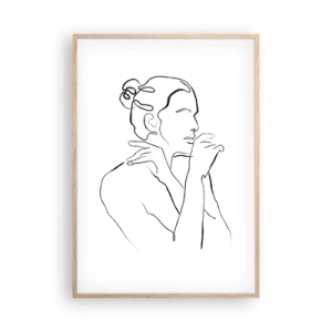 Plakát v rámu světlý dub - Akt: smyslné tajemství - 70x100 cm