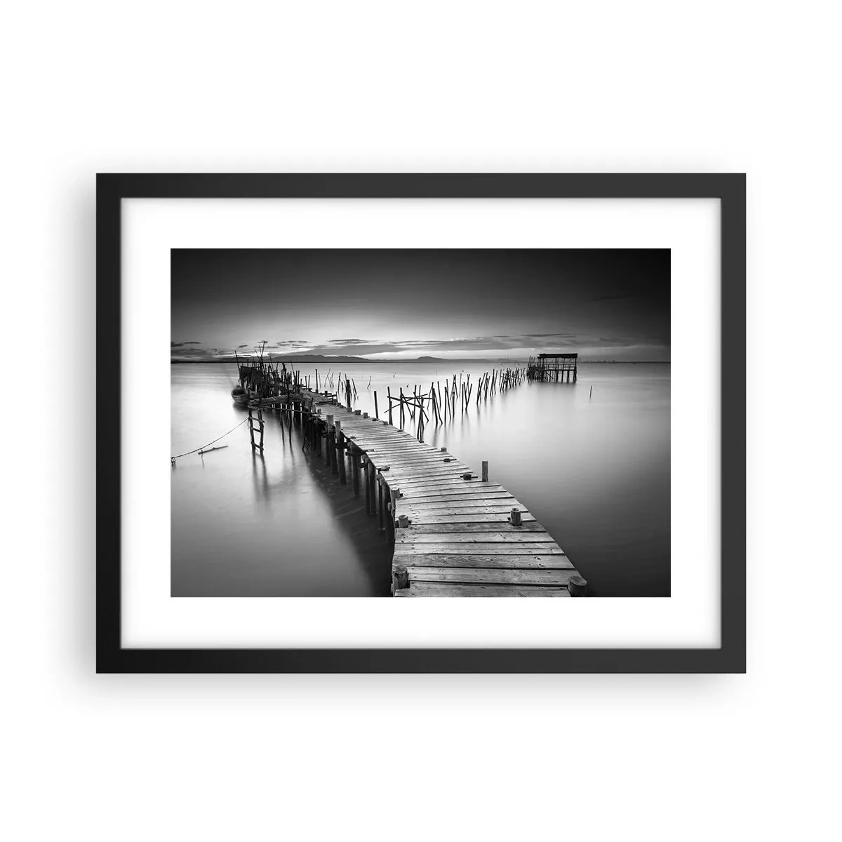 Plakát v černém rámu - Klid zapomenutého břehu - 40x30 cm