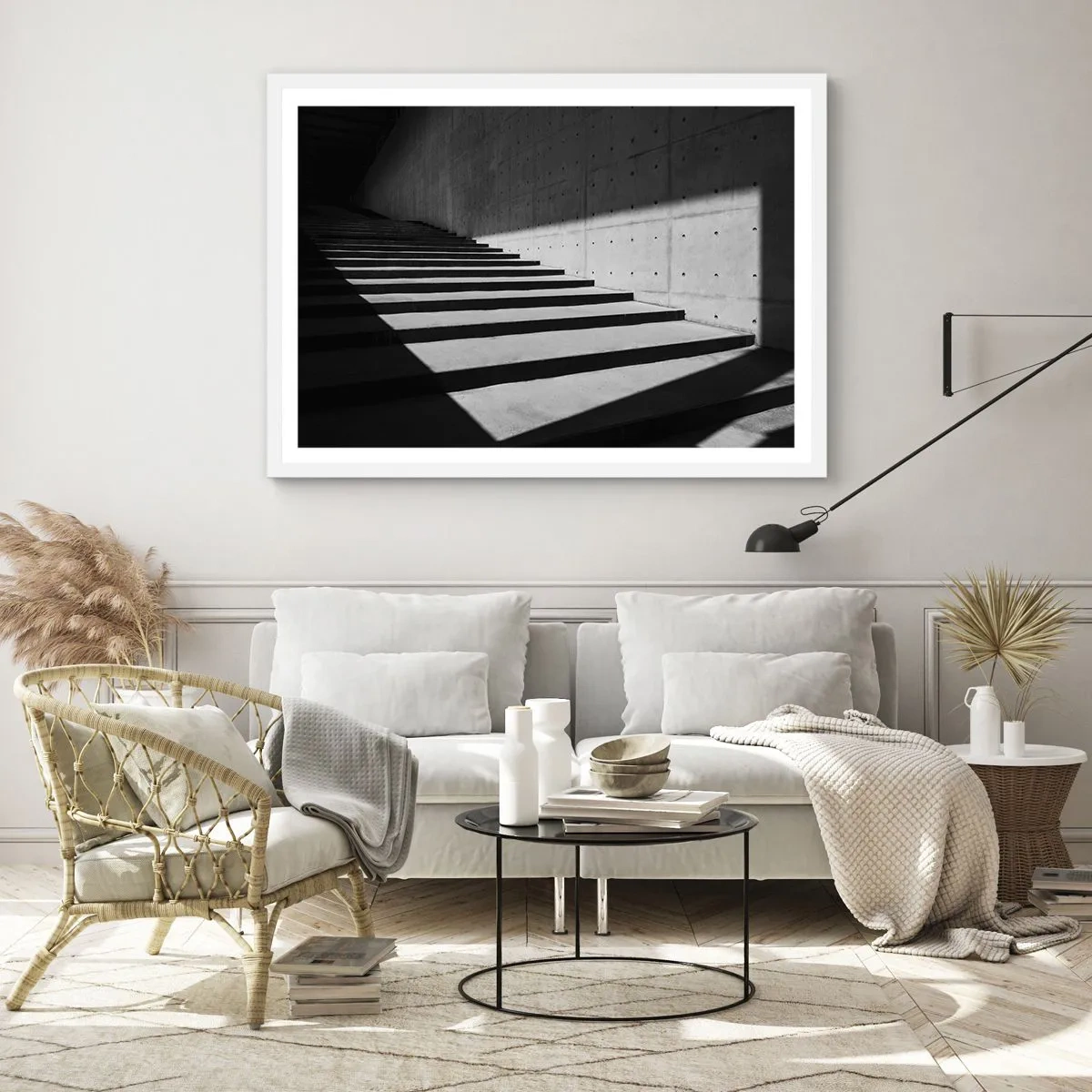 Plakát v bílém rámu - Syrová krása modernismu - 100x70 cm
