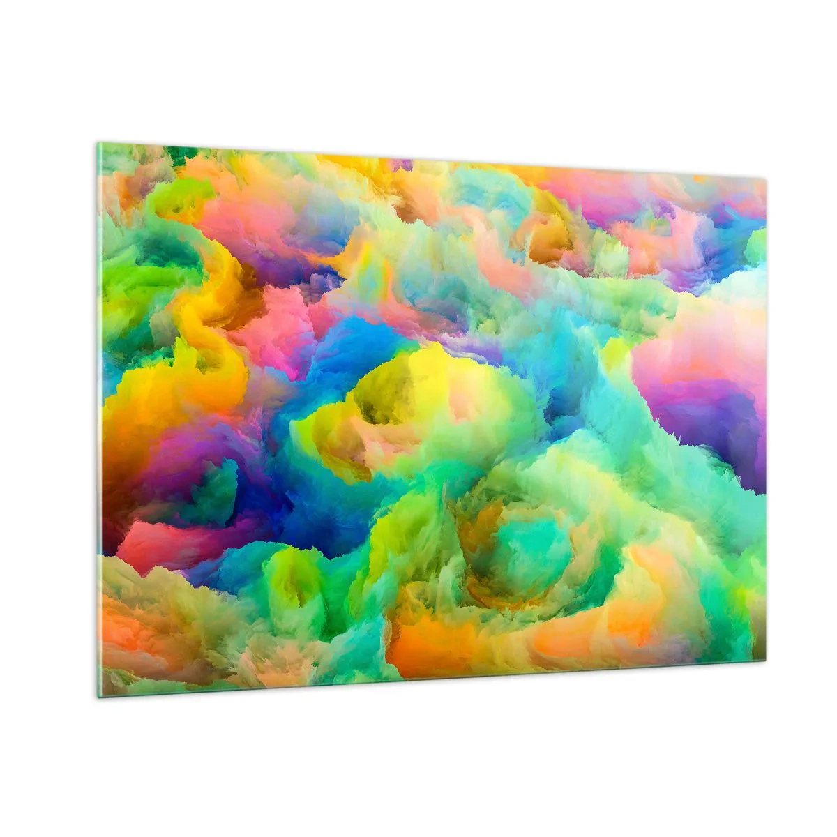 Obraz na skle - Duhové chmýří - 100x70 cm